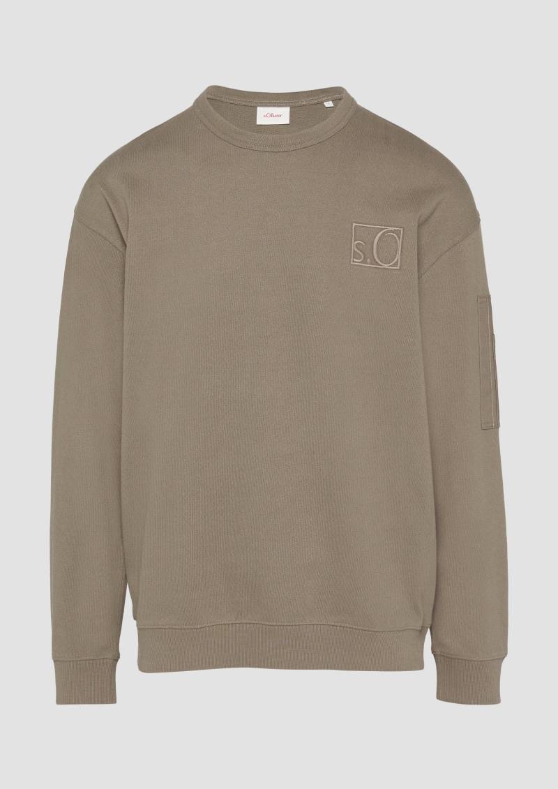 s.Oliver - Relaxed-Fit-Sweatshirt mit Ärmeltasche, Herren, braun von s.Oliver