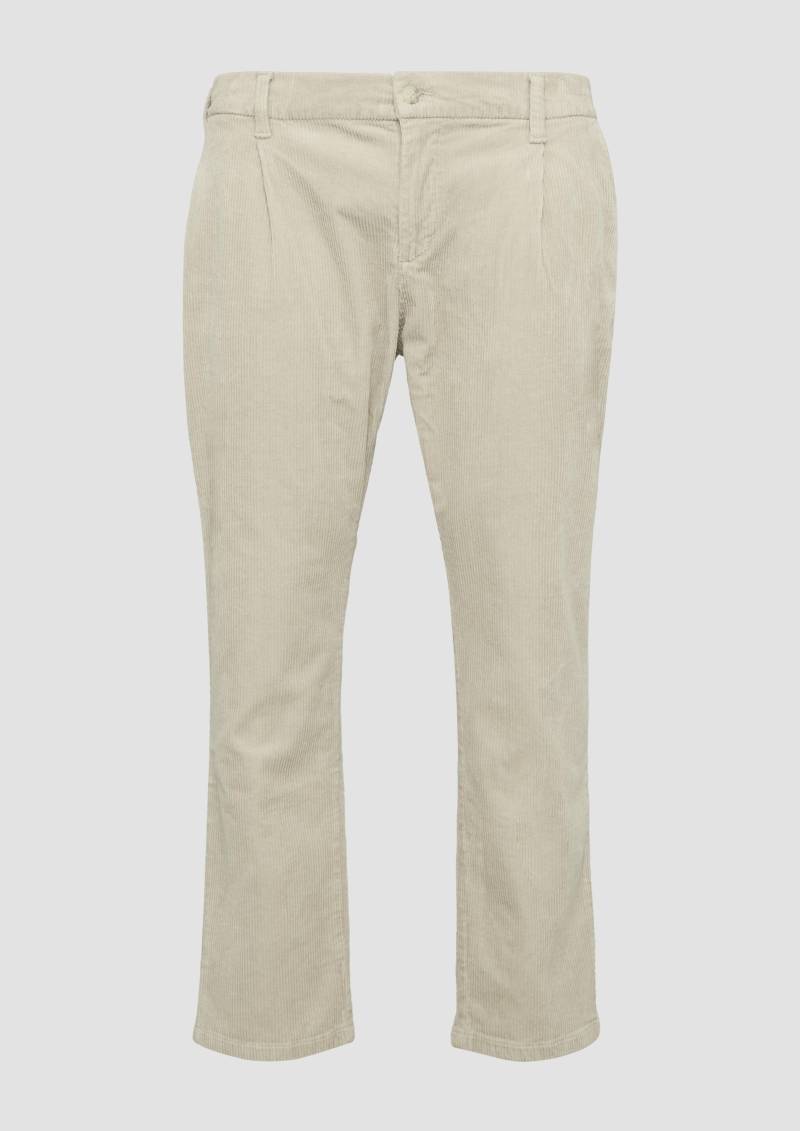 s.Oliver - Cord-Chino aus Baumwollstretch mit Bundfalten, Herren, Beige von s.Oliver