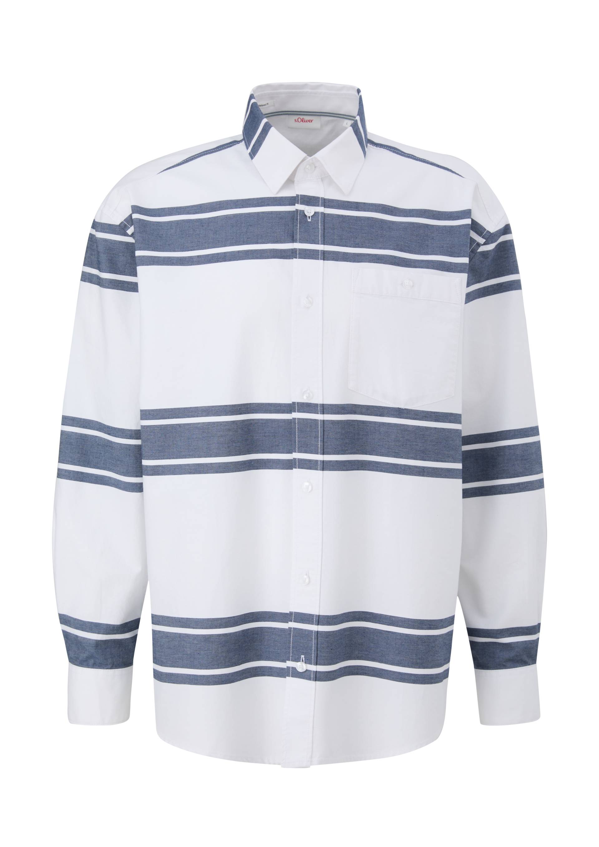 s.Oliver - Relaxed: Hemd aus reiner Baumwolle, Herren, blau|weiß von s.Oliver