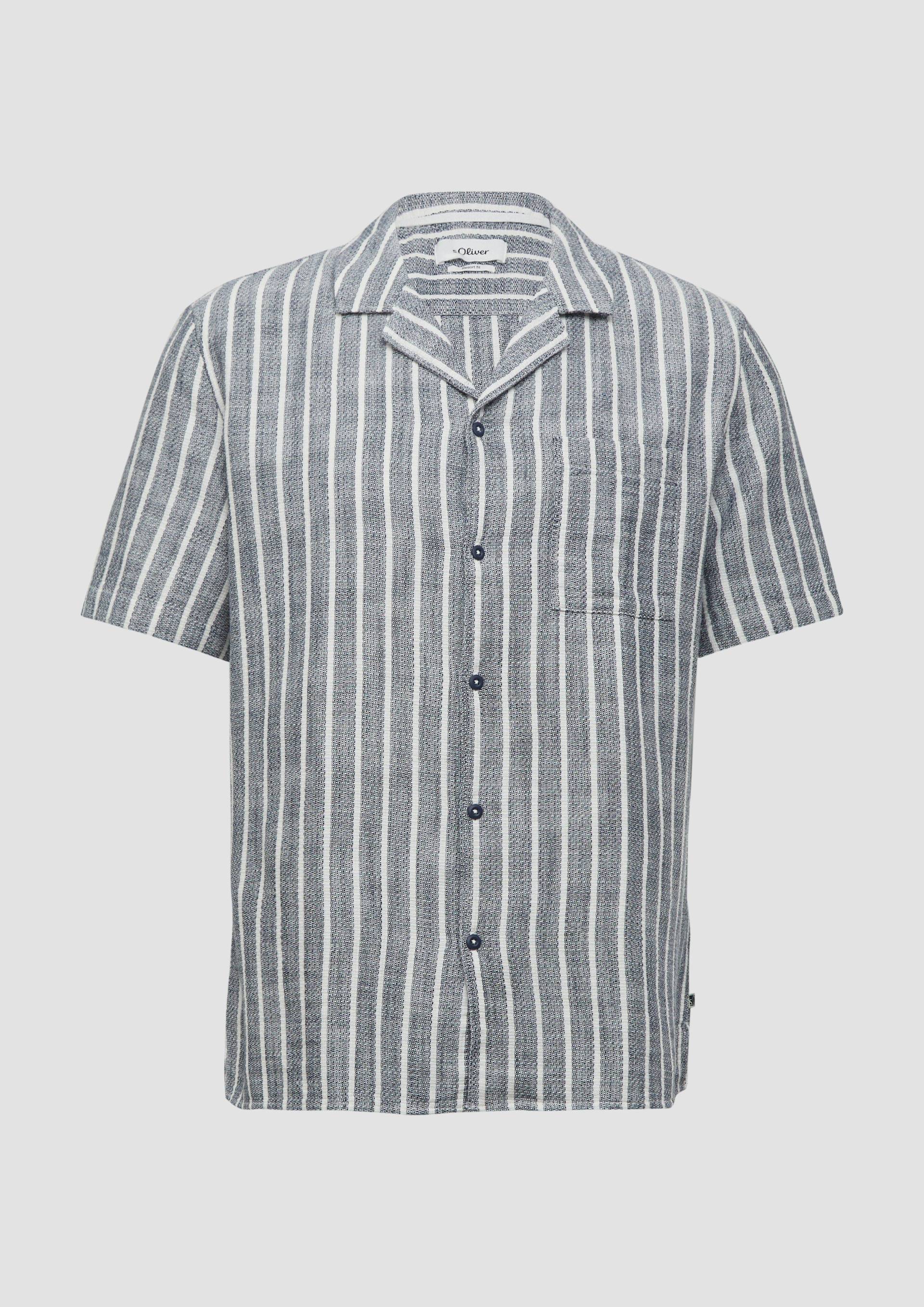 s.Oliver - Resort Fit: Baumwollshirt mit Strukturstreifen, Herren, blau von s.Oliver