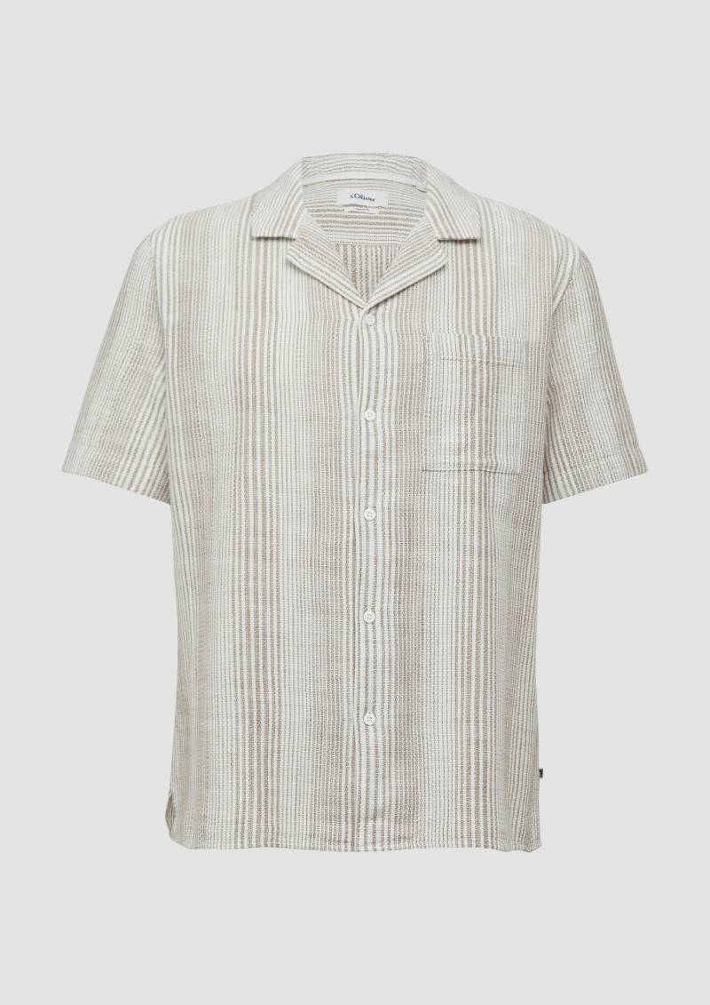 s.Oliver - Resort Fit: Baumwollshirt mit Strukturstreifen, Herren, braun von s.Oliver