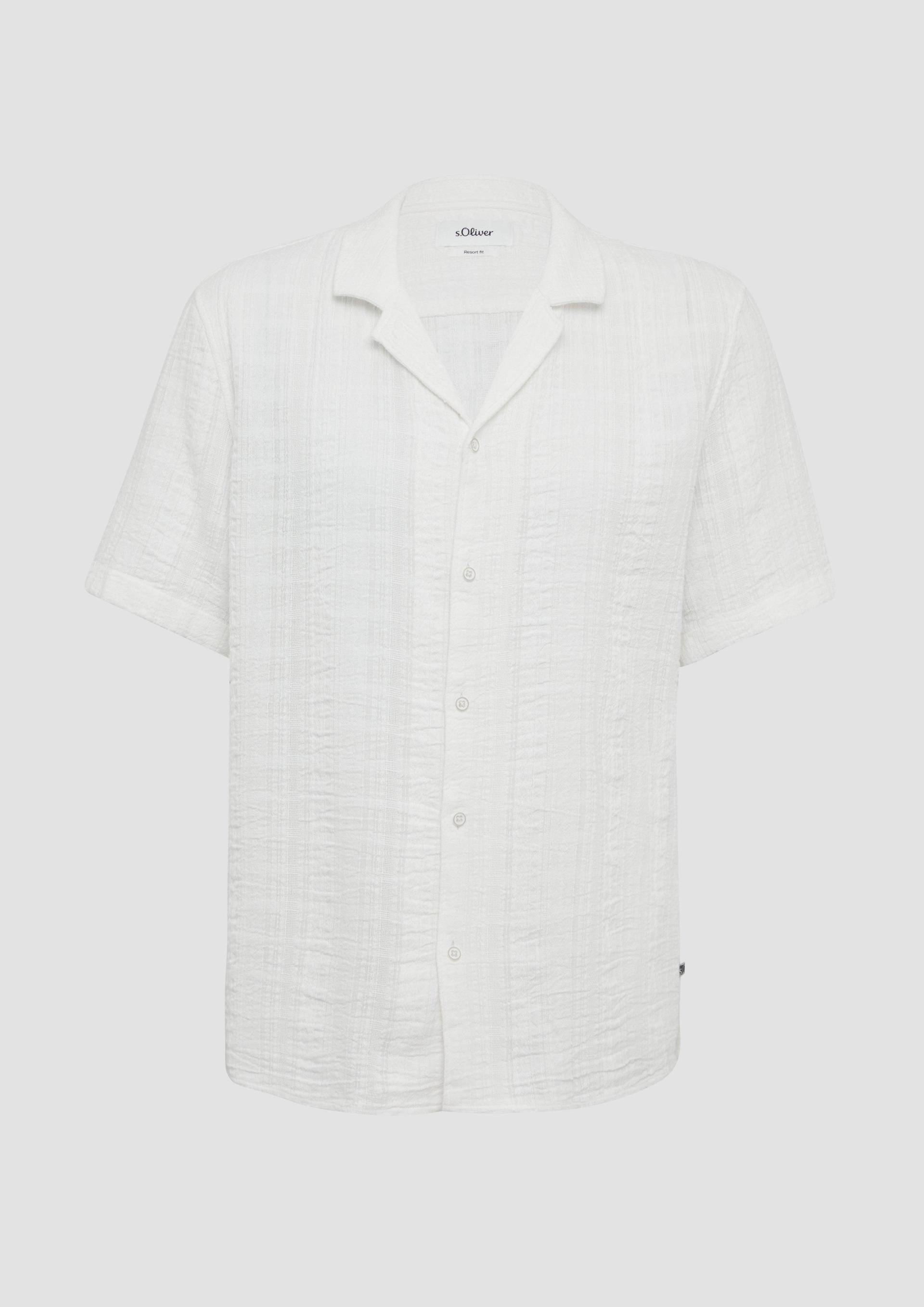 s.Oliver - Resort Fit: Kurzarm-Hemd mit Jacquard-Streifen, Herren, weiß von s.Oliver