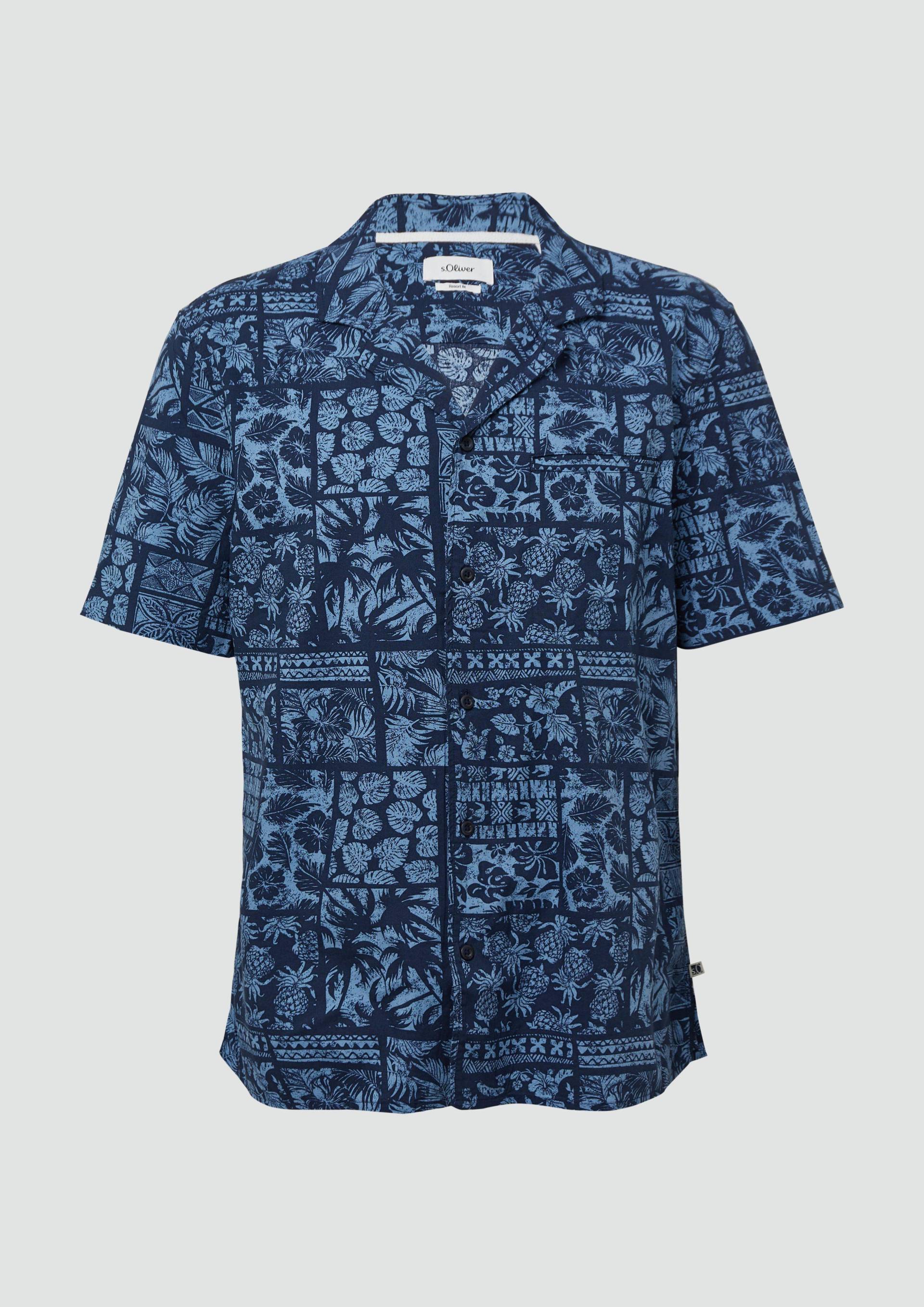s.Oliver - Resort Fit: Kurzarmhemd aus Viskosemix mit Brusttasche, Herren, blau von s.Oliver