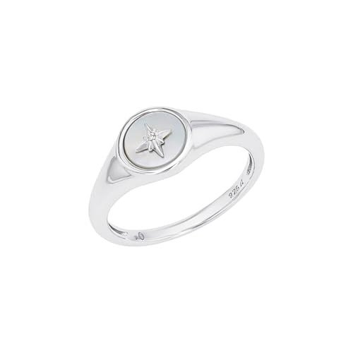 s.Oliver Ring 925 Sterling Silber Damen Ringe, mit Zirkonia synth., Perlmutt, Silber, Stern, Kommt in Schmuck Geschenk Box, 2036886 von s.Oliver