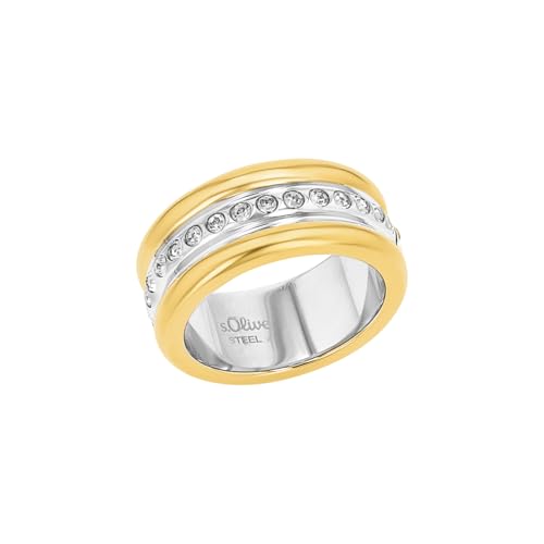 s.Oliver Ring Edelstahl Damen Ringe, mit Zirkonia synth., Bicolor, Kommt in Schmuck Geschenk Box, 2036837 von s.Oliver