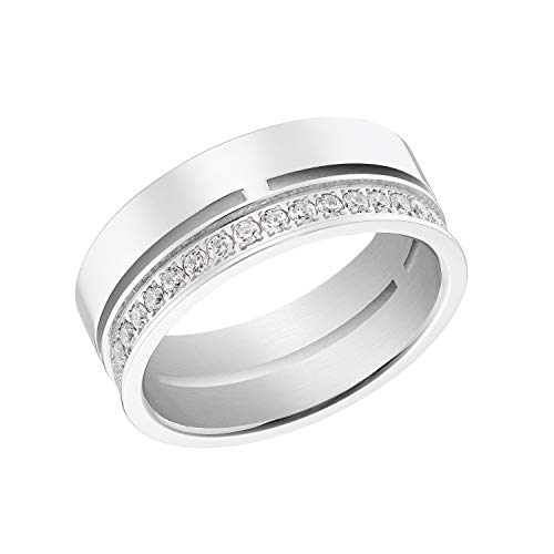 s.Oliver Ring Edelstahl Damen Ringe, mit Zirkonia synth., Silber, Kommt in Schmuck Geschenk Box, 2031471 von s.Oliver