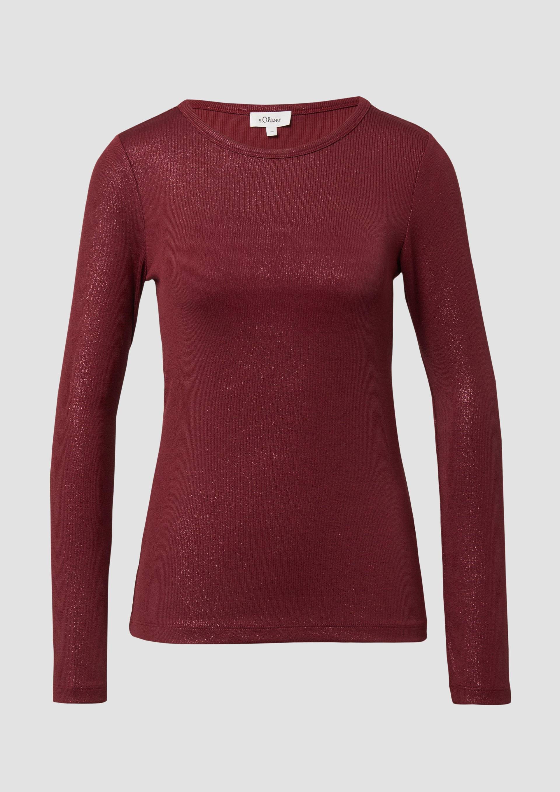 s.Oliver - Ripp-Shirt mit Glitzer-Effekt, Damen, rot von s.Oliver