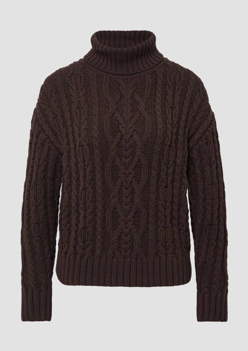 s.Oliver - Strickpullover mit Rollkragen und Zopfmuster, Damen, braun von s.Oliver