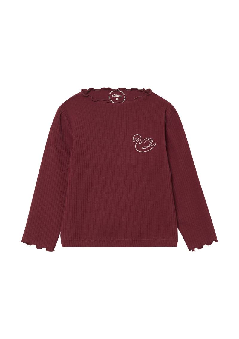 s.Oliver - Rippshirt mit Stickerei und Puffärmel, Babys, rot von s.Oliver
