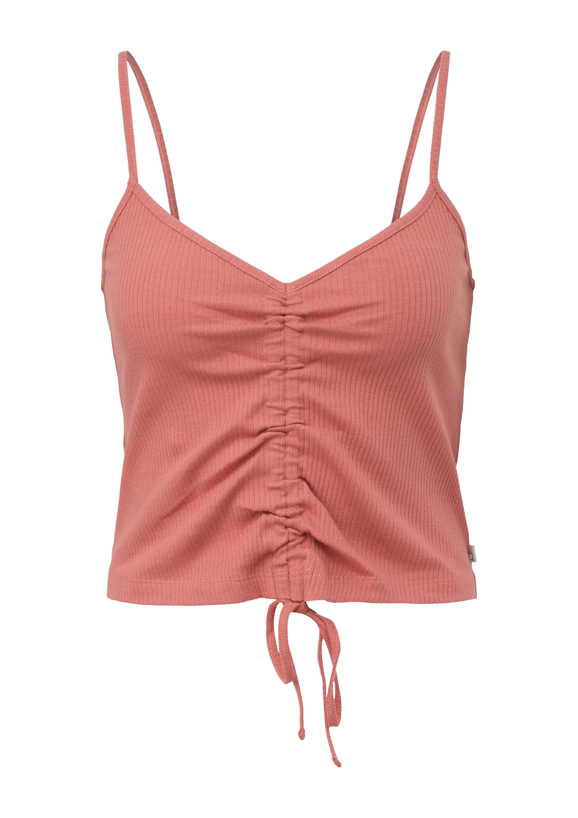 QS - Rippstrick-Top aus Baumwollstretch, Damen, Orange von QS