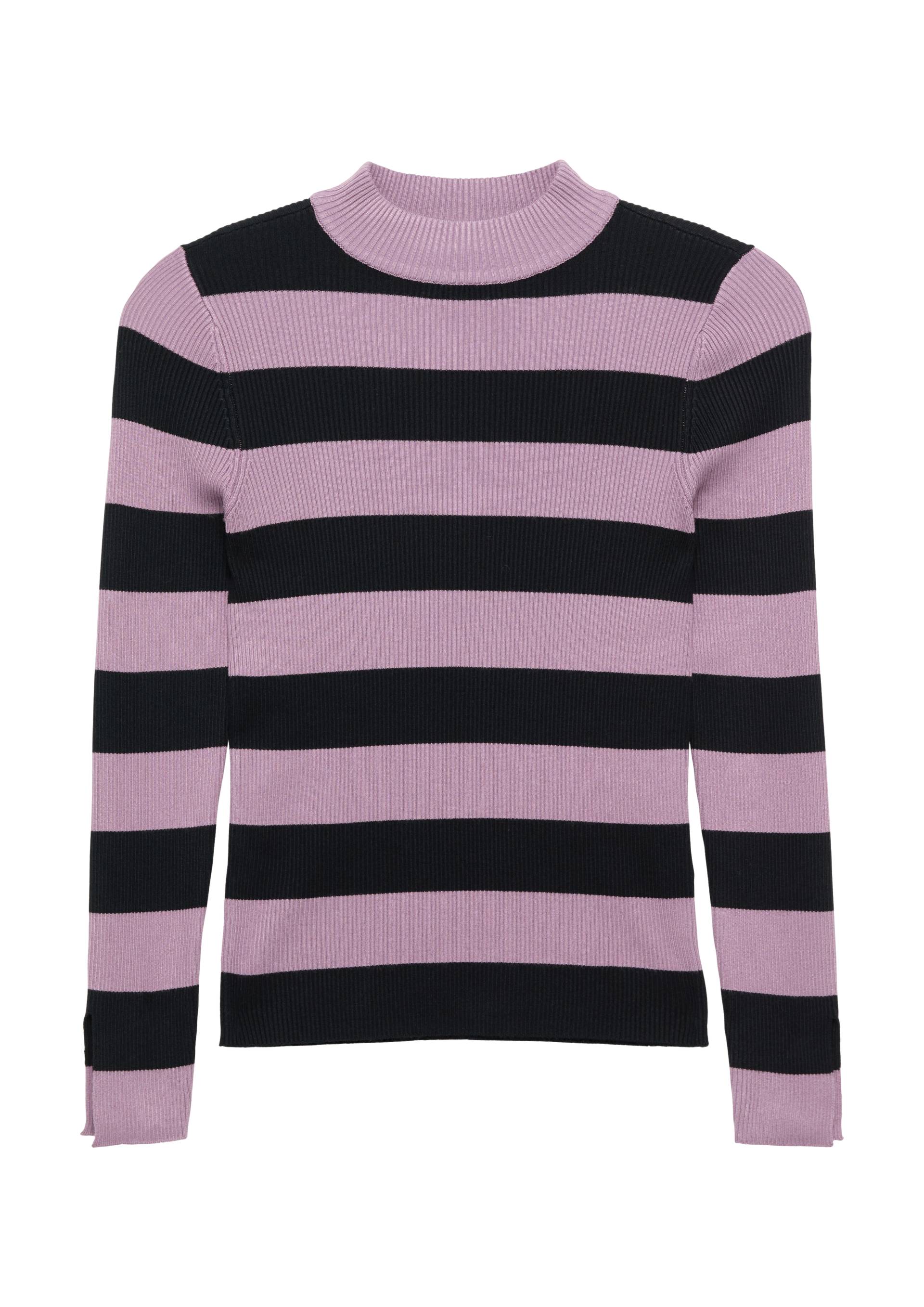 s.Oliver - Rippstrickpullover mit Schlitz am Ärmel, Mädchen, lila|schwarz s.Oliver - Rippstrickpullover mit Schlitz am Ärmel, Mädchen, lila|schwarz von s.Oliver