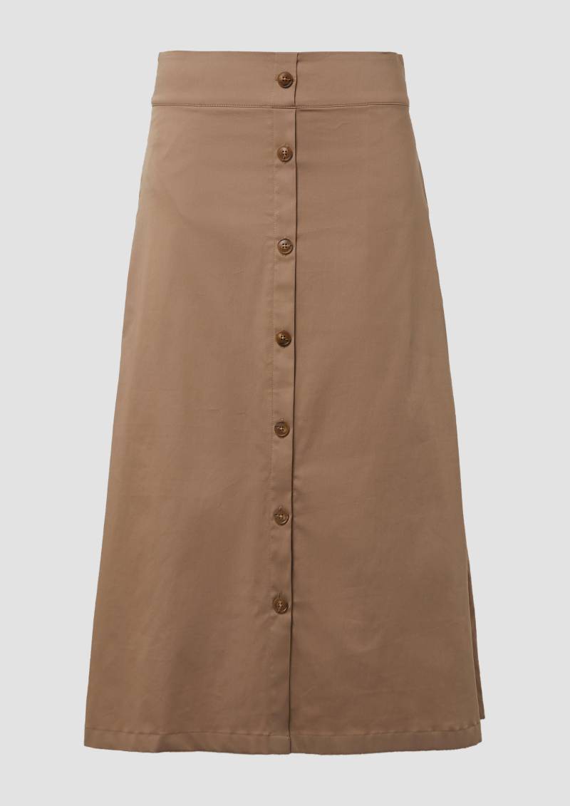 s.Oliver - Ausgestellter Midirock aus Popeline mit dekorativer Knopfleiste, Damen, braun von s.Oliver