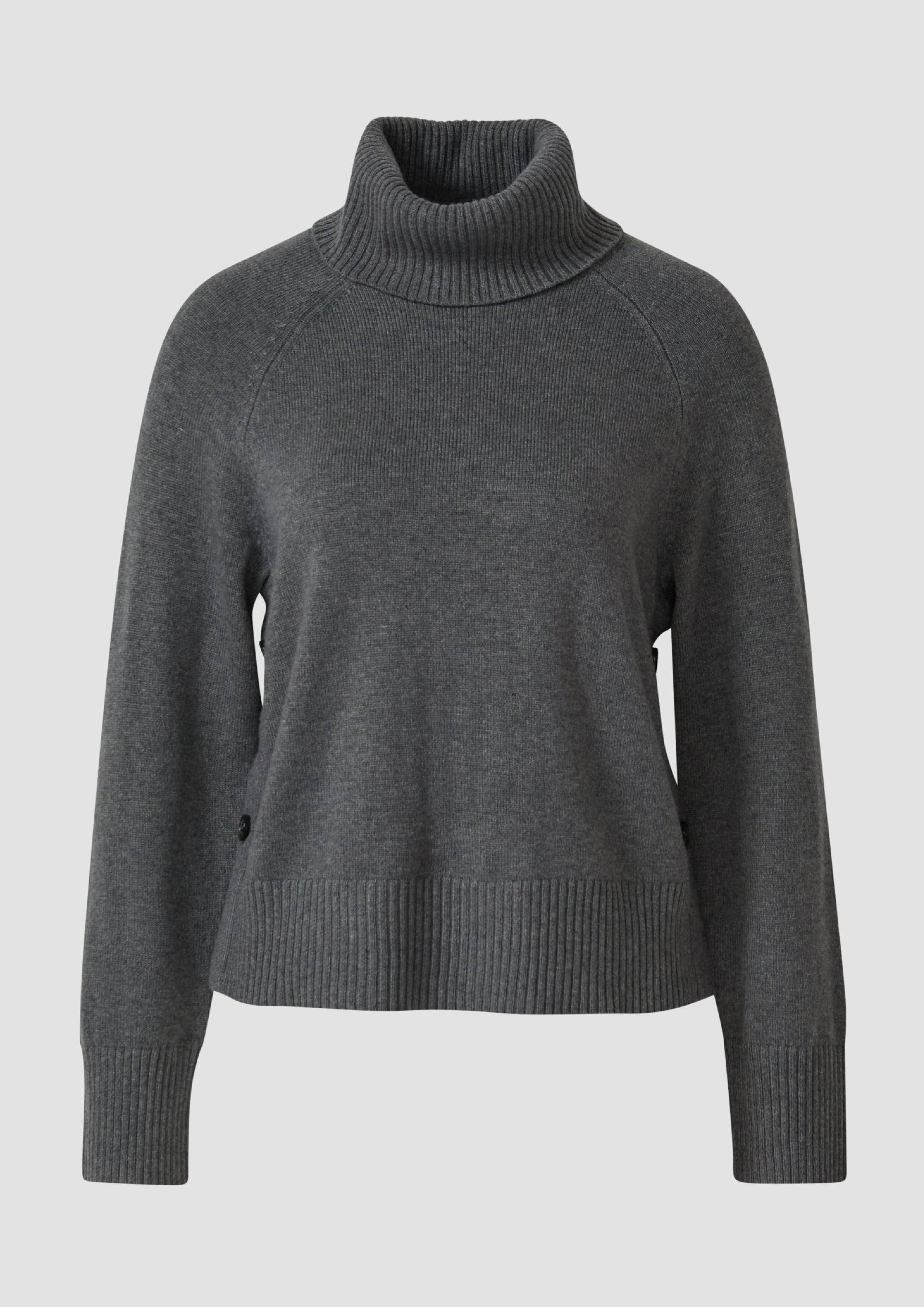 s.Oliver - Rollkragen-Pullover mit seitlichen Knopf-Details, Damen, grau von s.Oliver