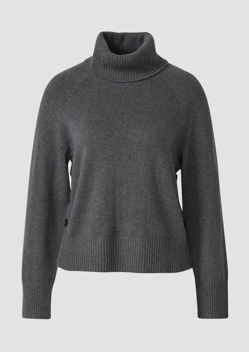 s.Oliver - Rollkragen-Pullover mit seitlichen Knopf-Details, Damen, grau von s.Oliver