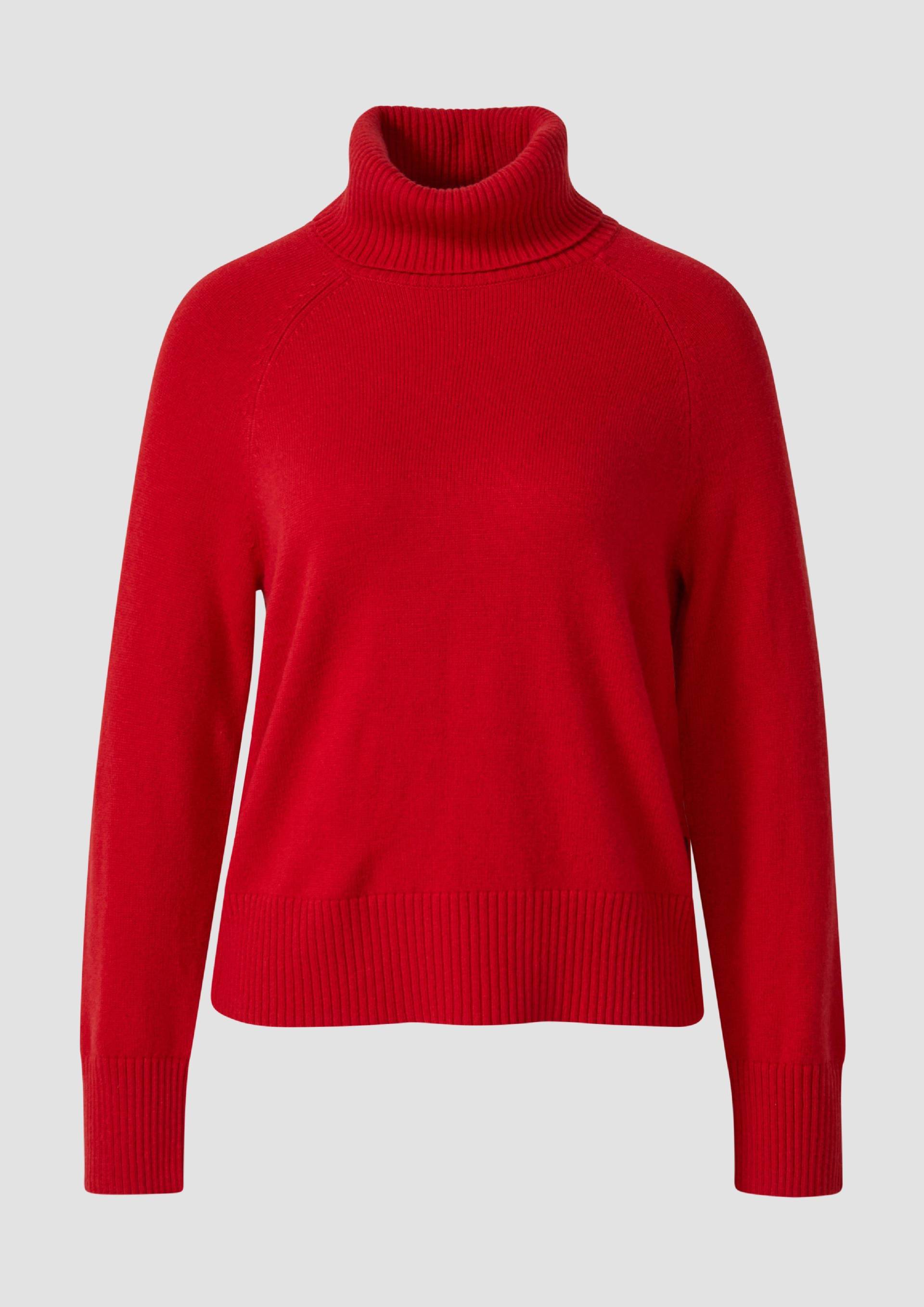 s.Oliver - Rollkragen-Pullover mit seitlichen Knopf-Details, Damen, rot von s.Oliver