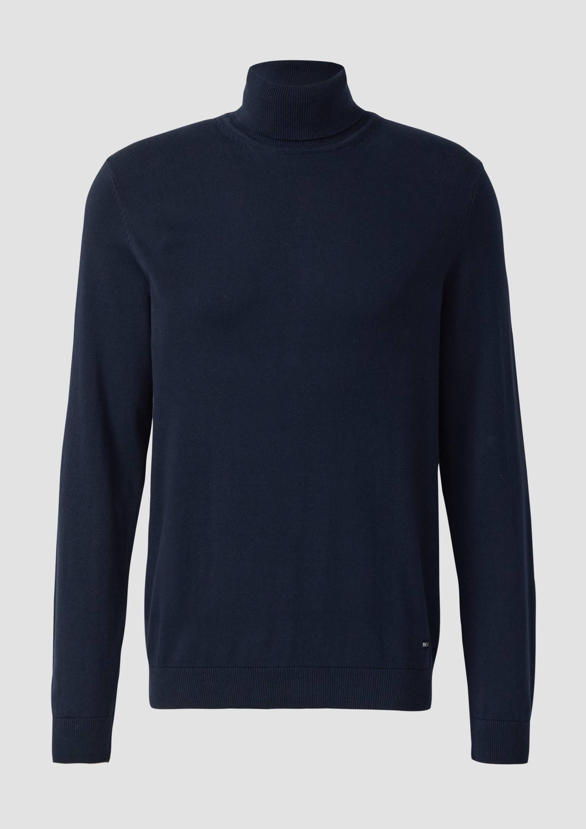 s.Oliver - Rollkragenpullover aus reiner Baumwolle, Herren, blau von s.Oliver