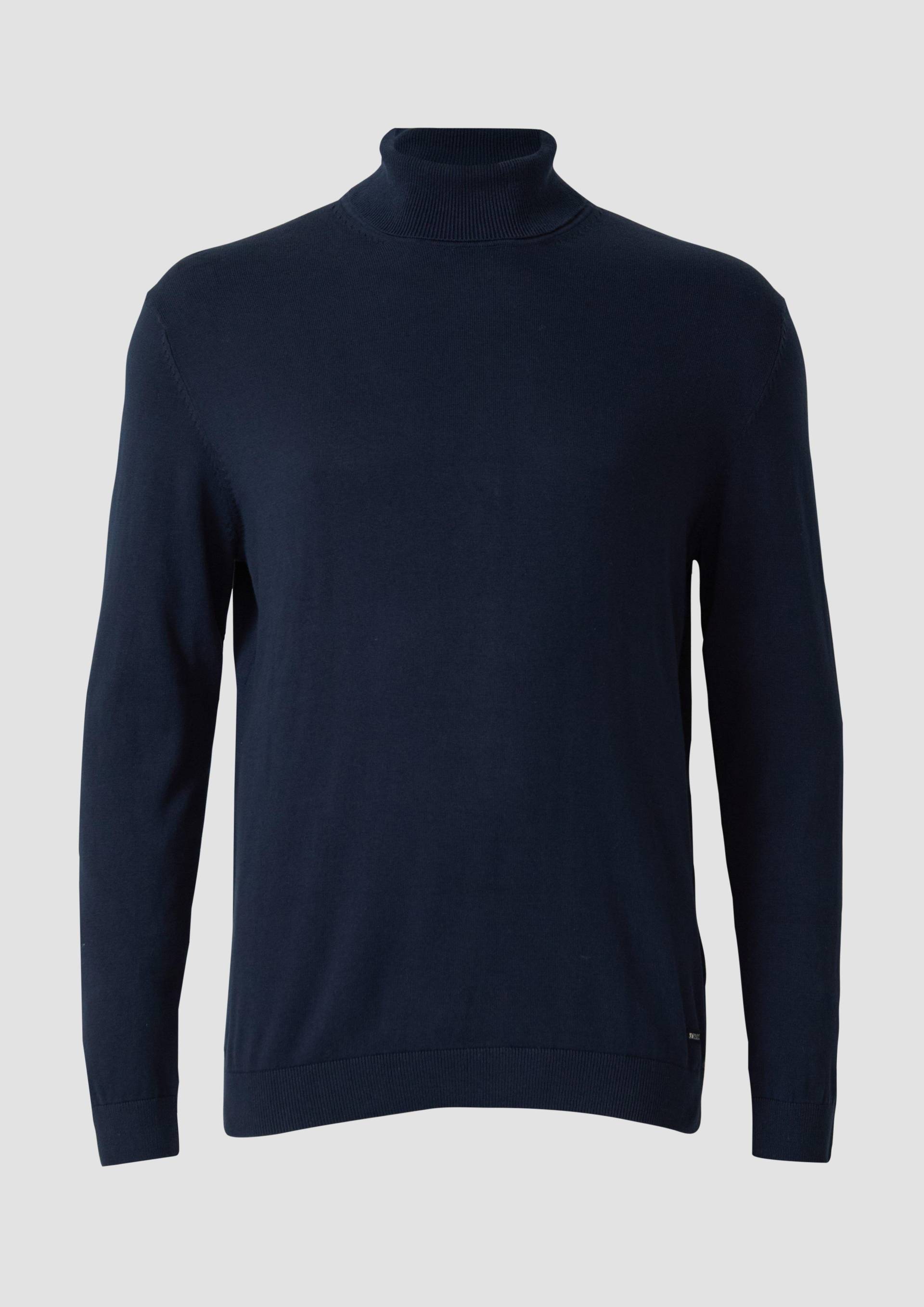 s.Oliver - Rollkragenpullover aus reiner Baumwolle, Herren, blau von s.Oliver