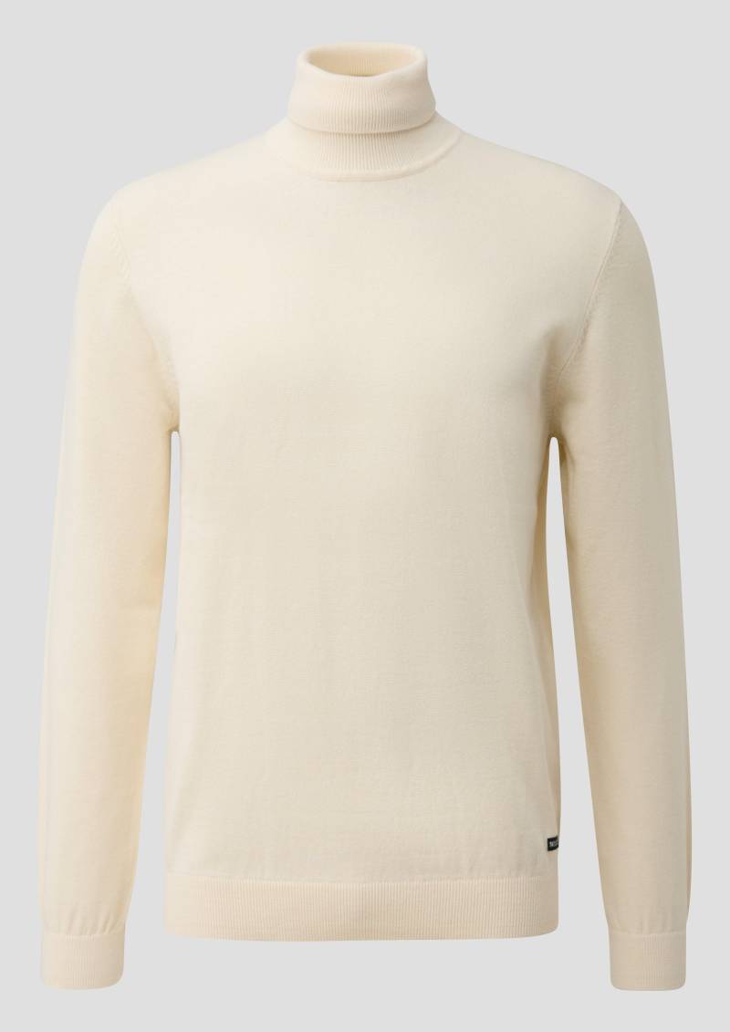 s.Oliver - Rollkragenpullover aus reiner Baumwolle, Herren, creme von s.Oliver