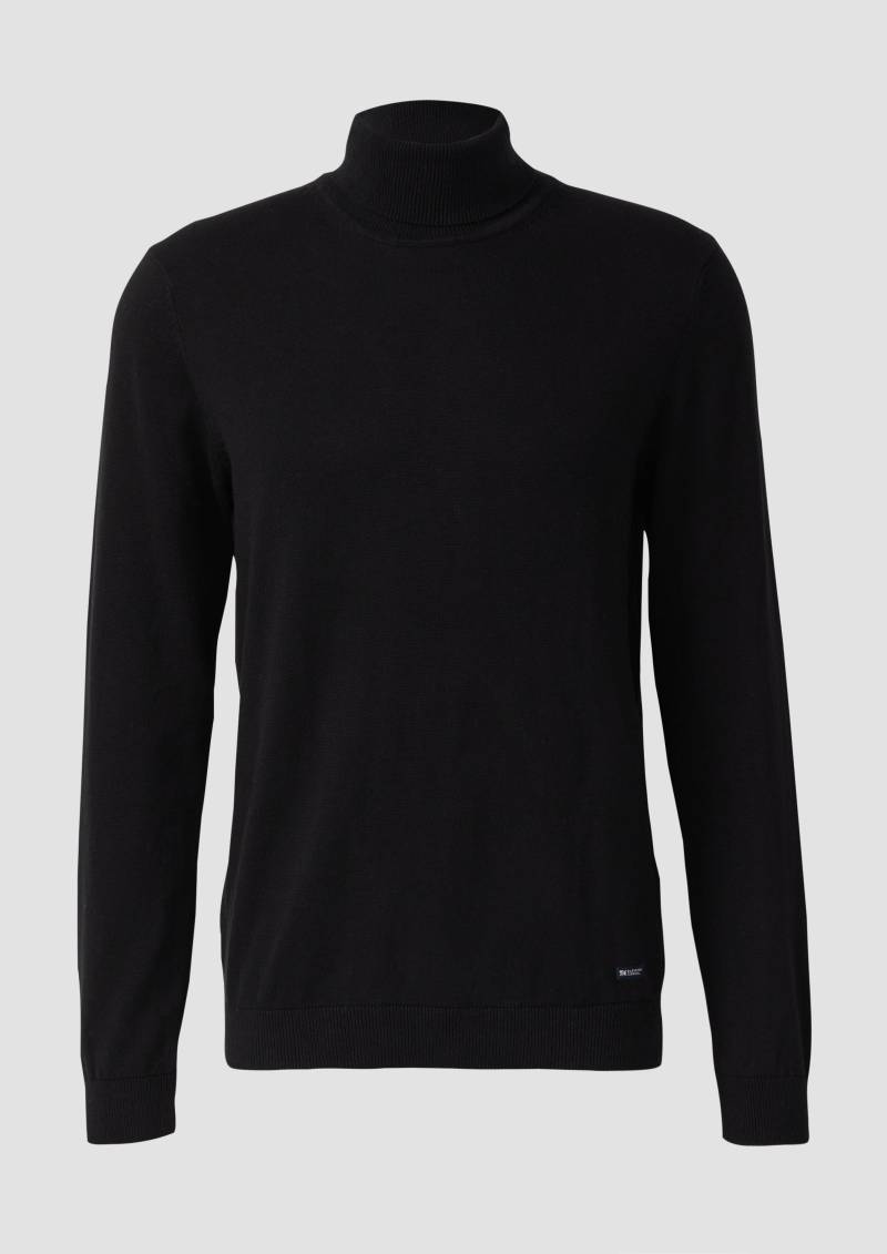 s.Oliver - Rollkragenpullover aus reiner Baumwolle, Herren, schwarz von s.Oliver