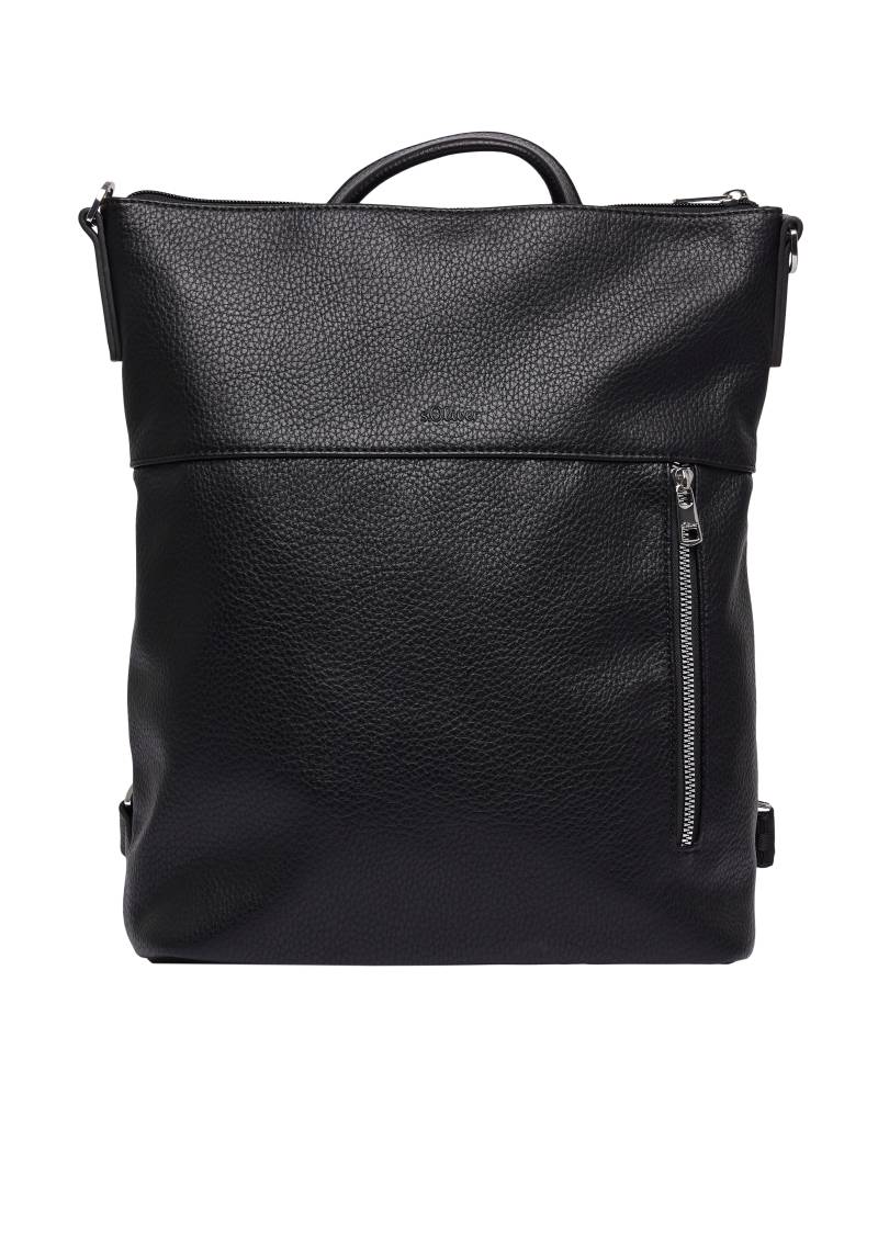 s.Oliver - Rucksack in Leder-Optik mit längenverstellbarem Gurt, Damen, schwarz von s.Oliver
