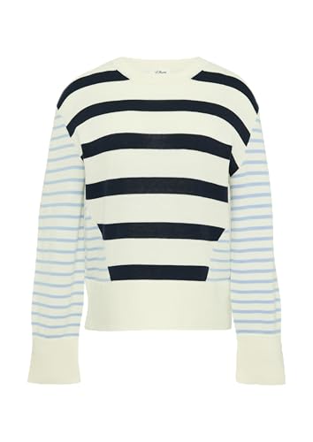 Rundhals-Pullover im Streifenmix Creme 46 von s.Oliver