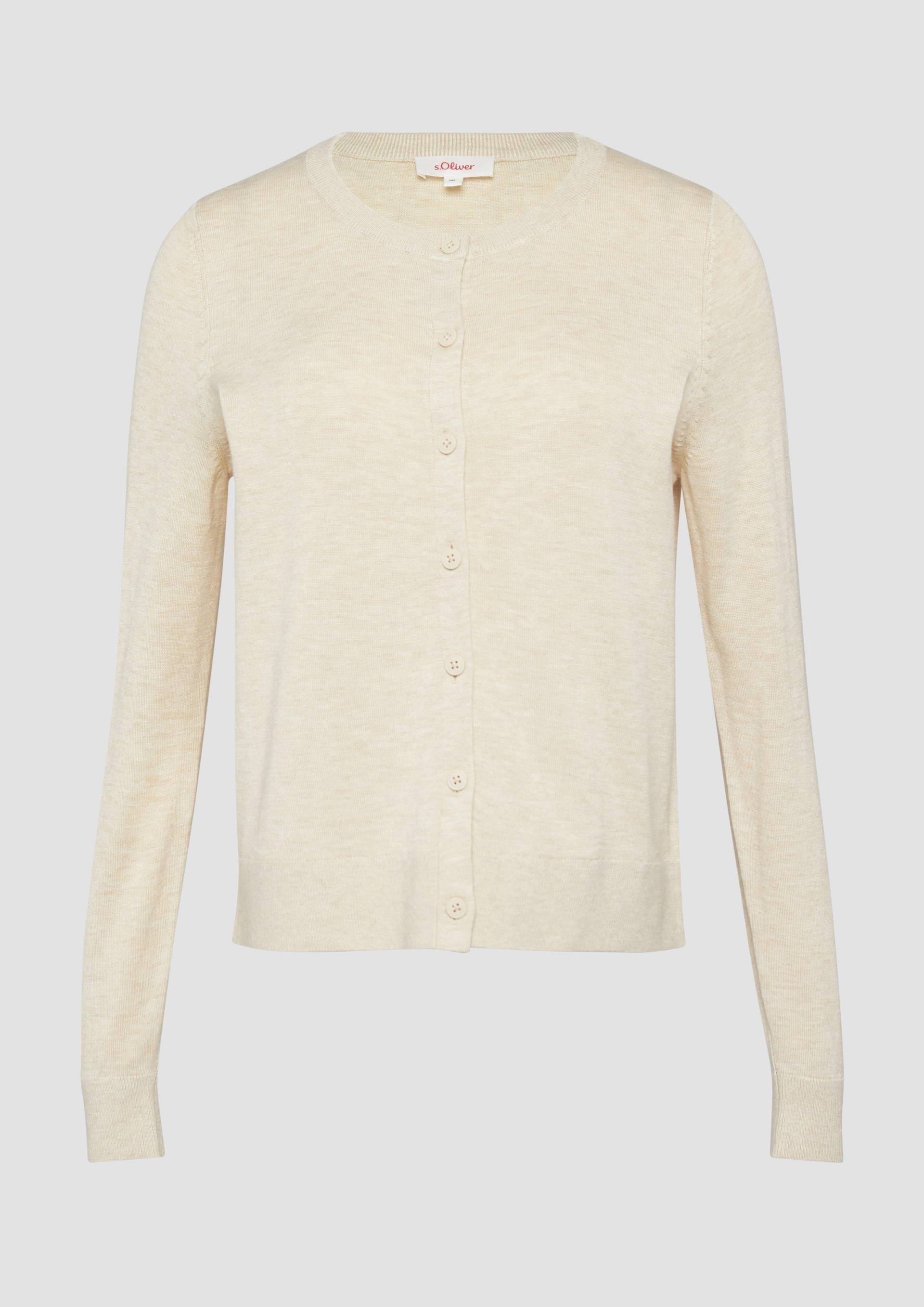 s.Oliver - Rundhals-Strickjacke mit Knopfleiste, Damen, Beige von s.Oliver