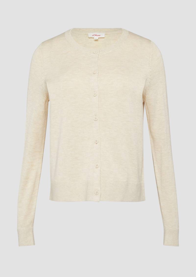 s.Oliver - Rundhals-Strickjacke mit Knopfleiste, Damen, Beige von s.Oliver