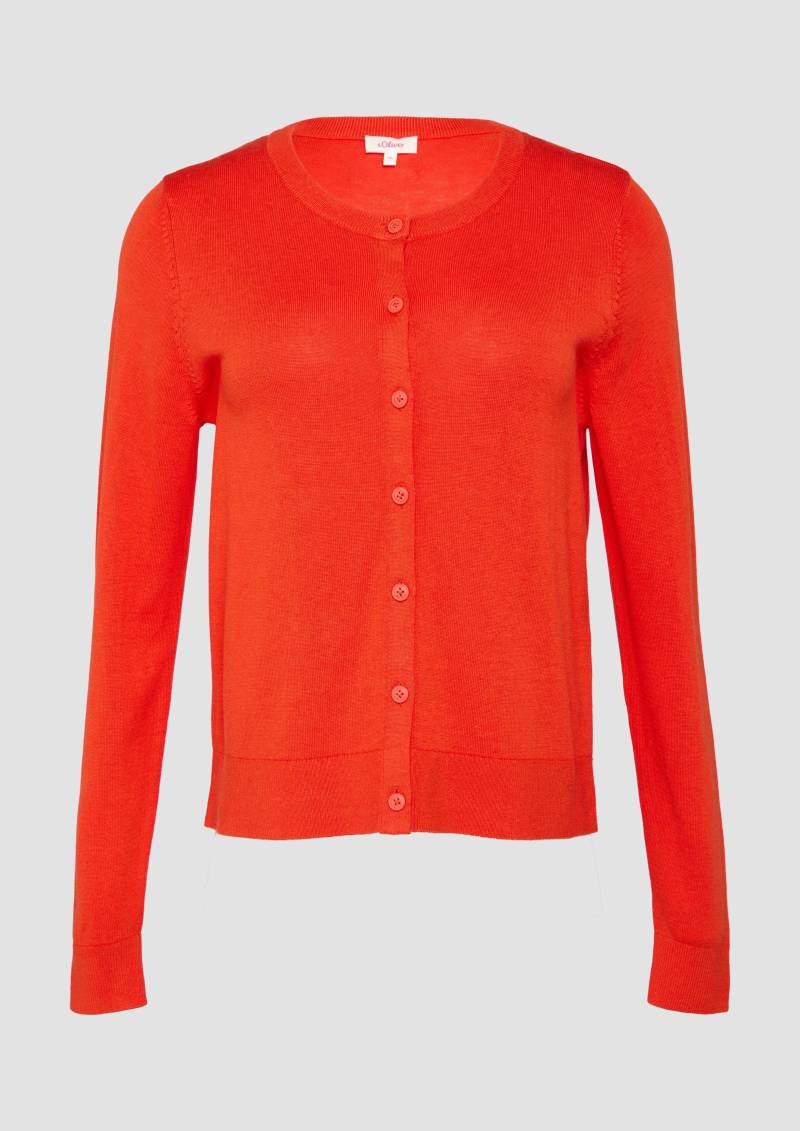 s.Oliver - Rundhals-Strickjacke mit Knopfleiste, Damen, Orange von s.Oliver