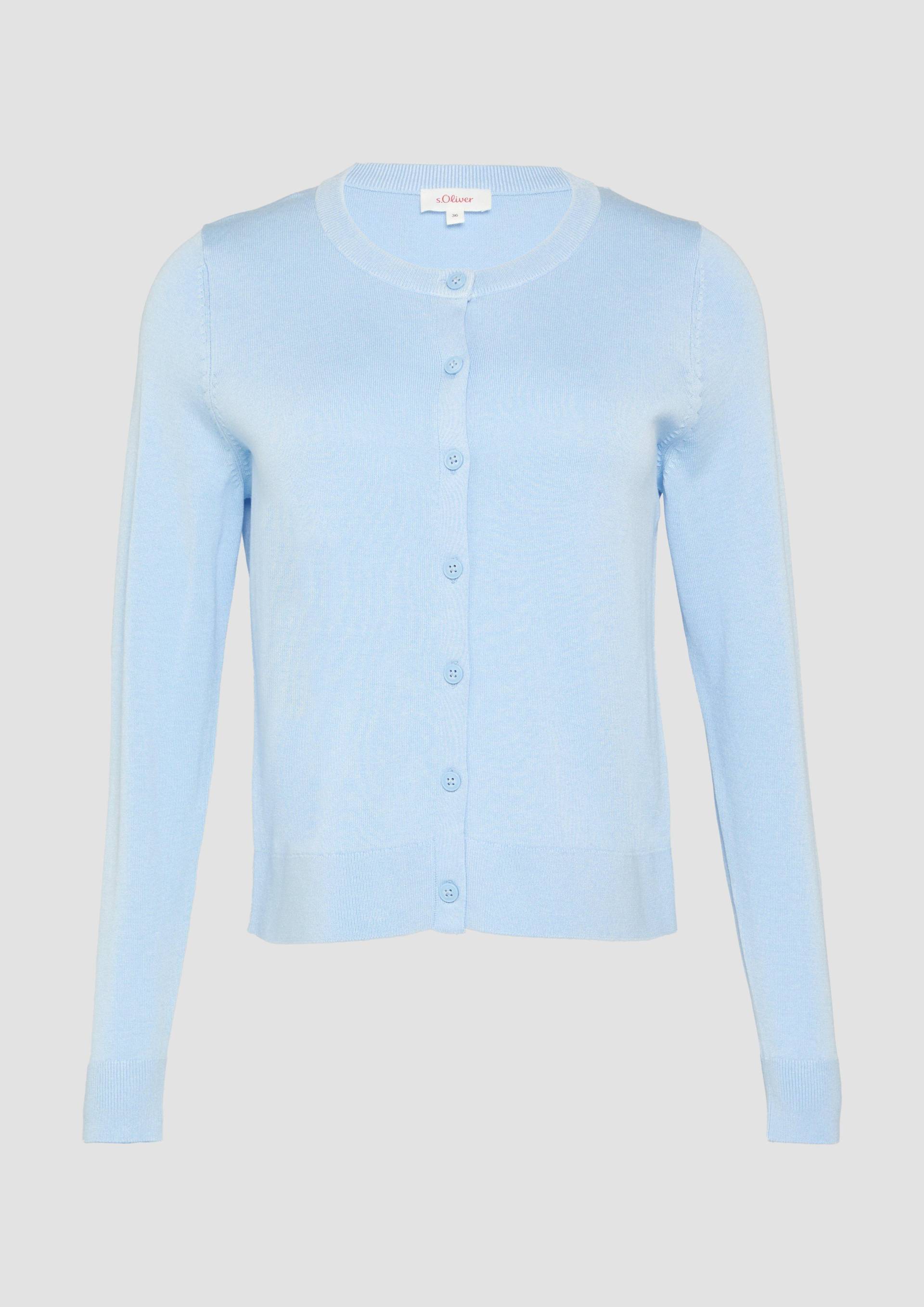 s.Oliver - Rundhals-Strickjacke mit Knopfleiste, Damen, blau von s.Oliver