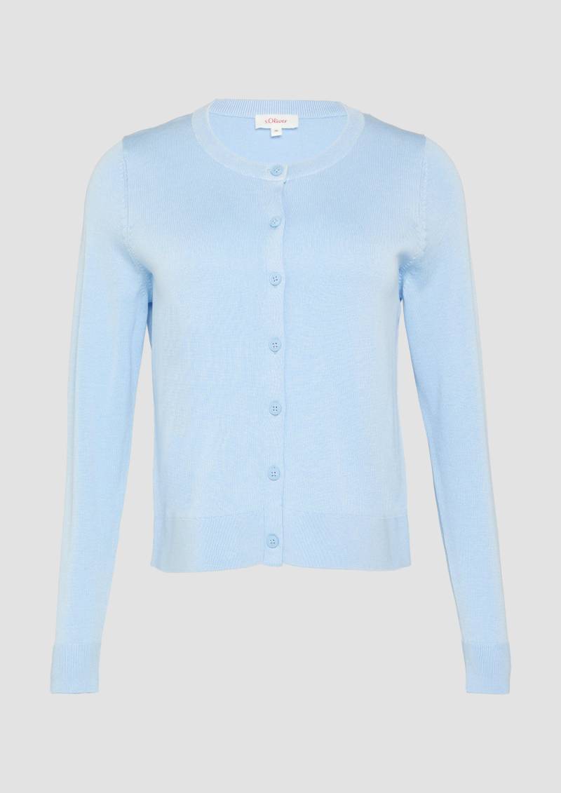 s.Oliver - Rundhals-Strickjacke mit Knopfleiste, Damen, blau von s.Oliver