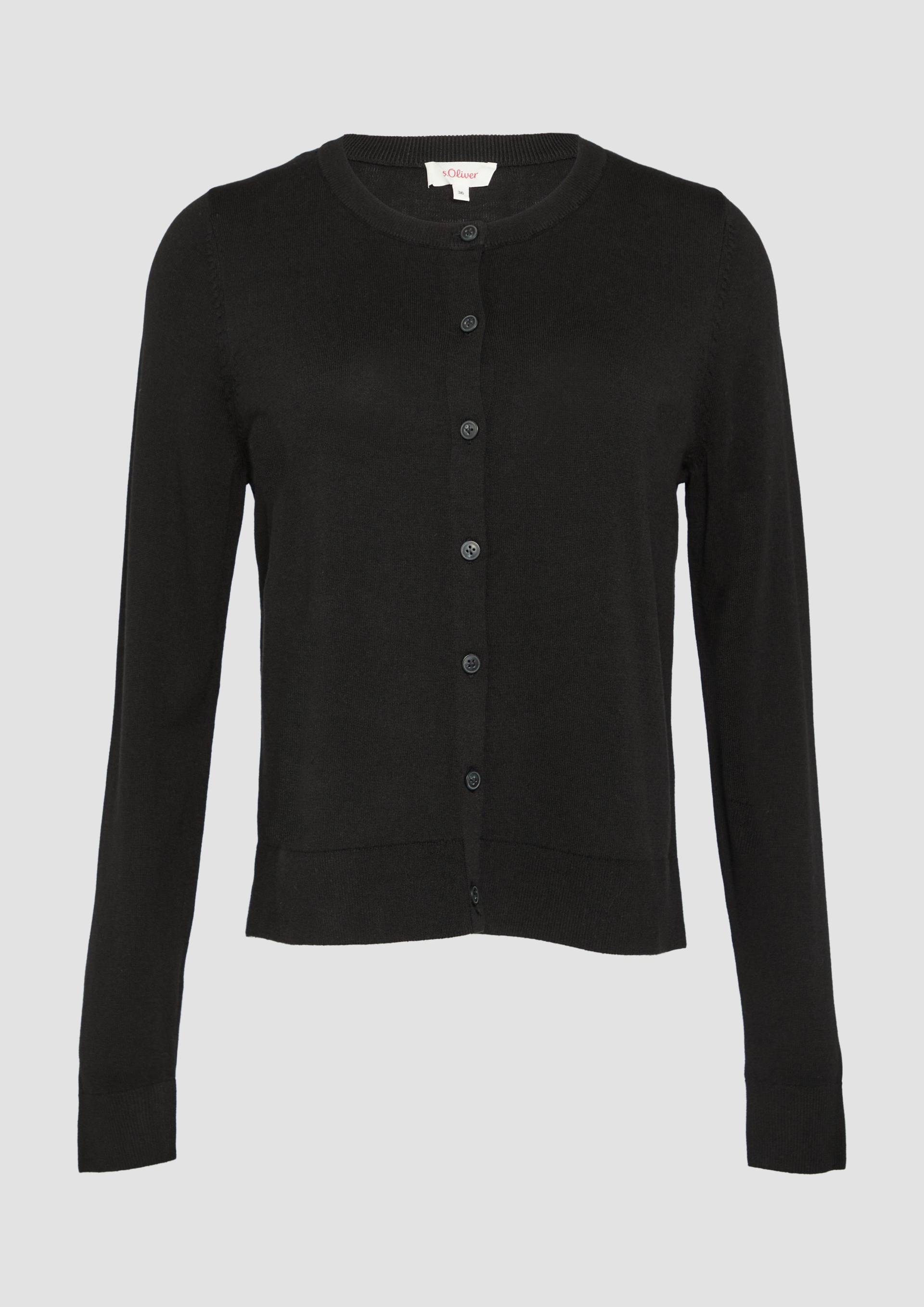 s.Oliver - Rundhals-Strickjacke mit Knopfleiste, Damen, schwarz von s.Oliver