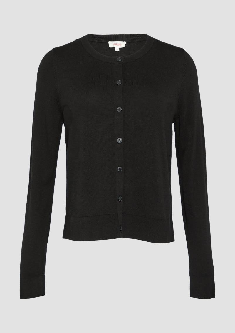 s.Oliver - Rundhals-Strickjacke mit Knopfleiste, Damen, schwarz von s.Oliver