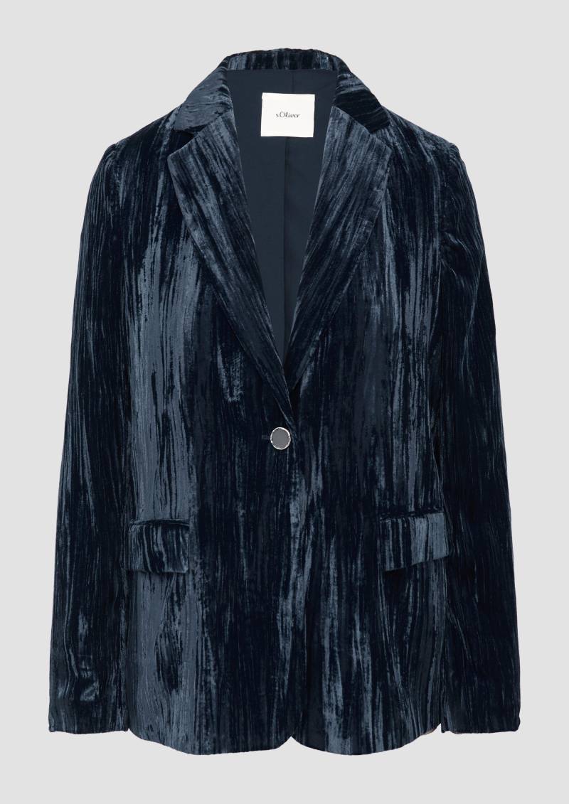 s.Oliver - Leichter strukturierter Samtblazer im Regular Fit, Damen, blau von s.Oliver
