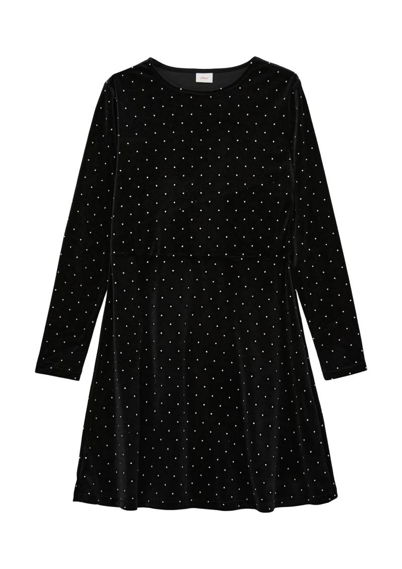 s.Oliver - Samtkleid mit Schmucksteinen, Mädchen, schwarz von s.Oliver