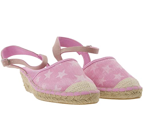 s.Oliver Sandalette modische Damen Keilabsatz-Espadrilles mit Sternmuster Trend-Sandale Freizeit-Sandale Rosa, Größe:37 von s.Oliver