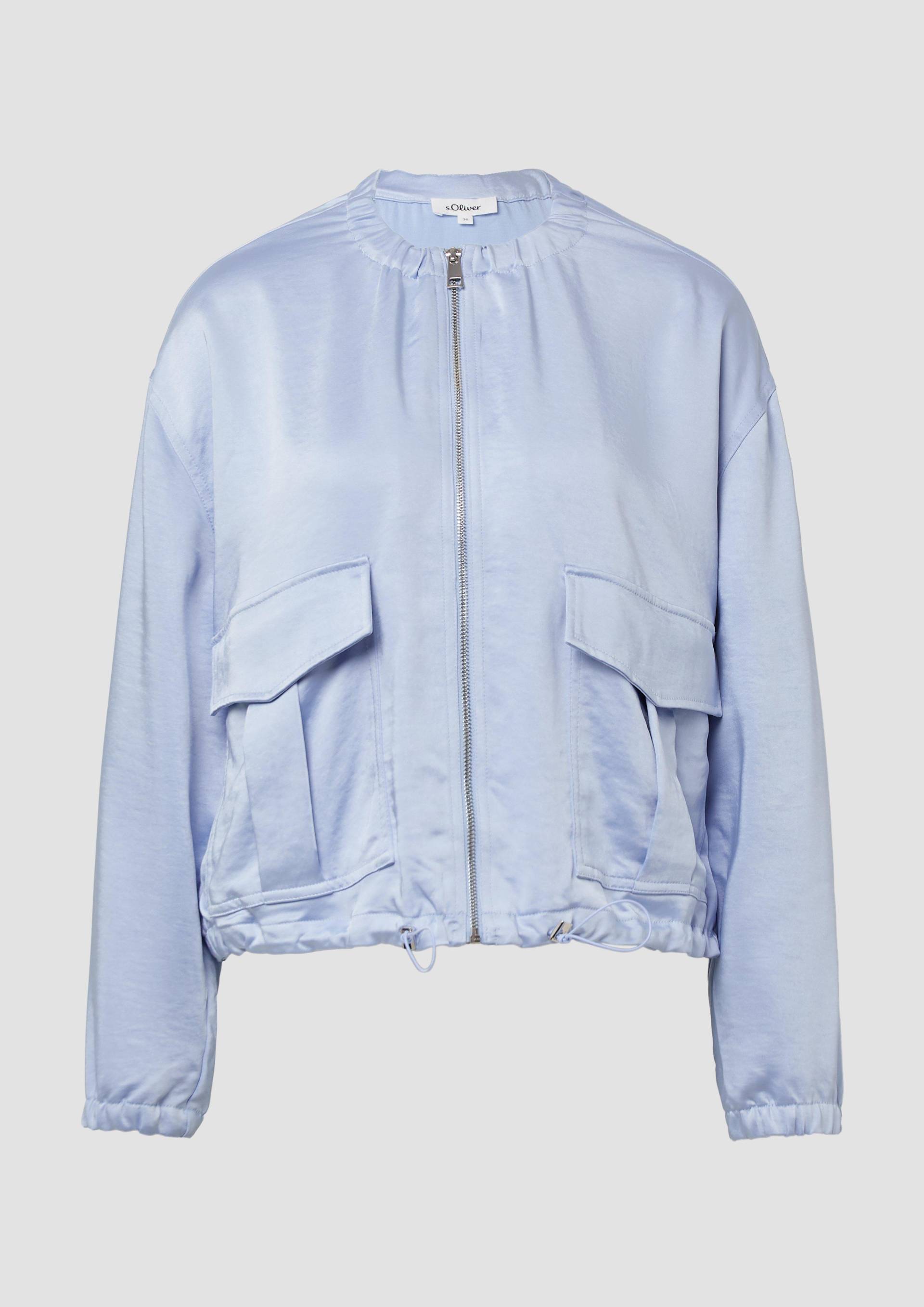 s.Oliver - Satin-Blouson mit aufgesetzten Taschen und elastischem Saum, Damen, blau s.Oliver - Satin-Blouson mit aufgesetzten Taschen und elastischem Saum, Damen, blau von s.Oliver