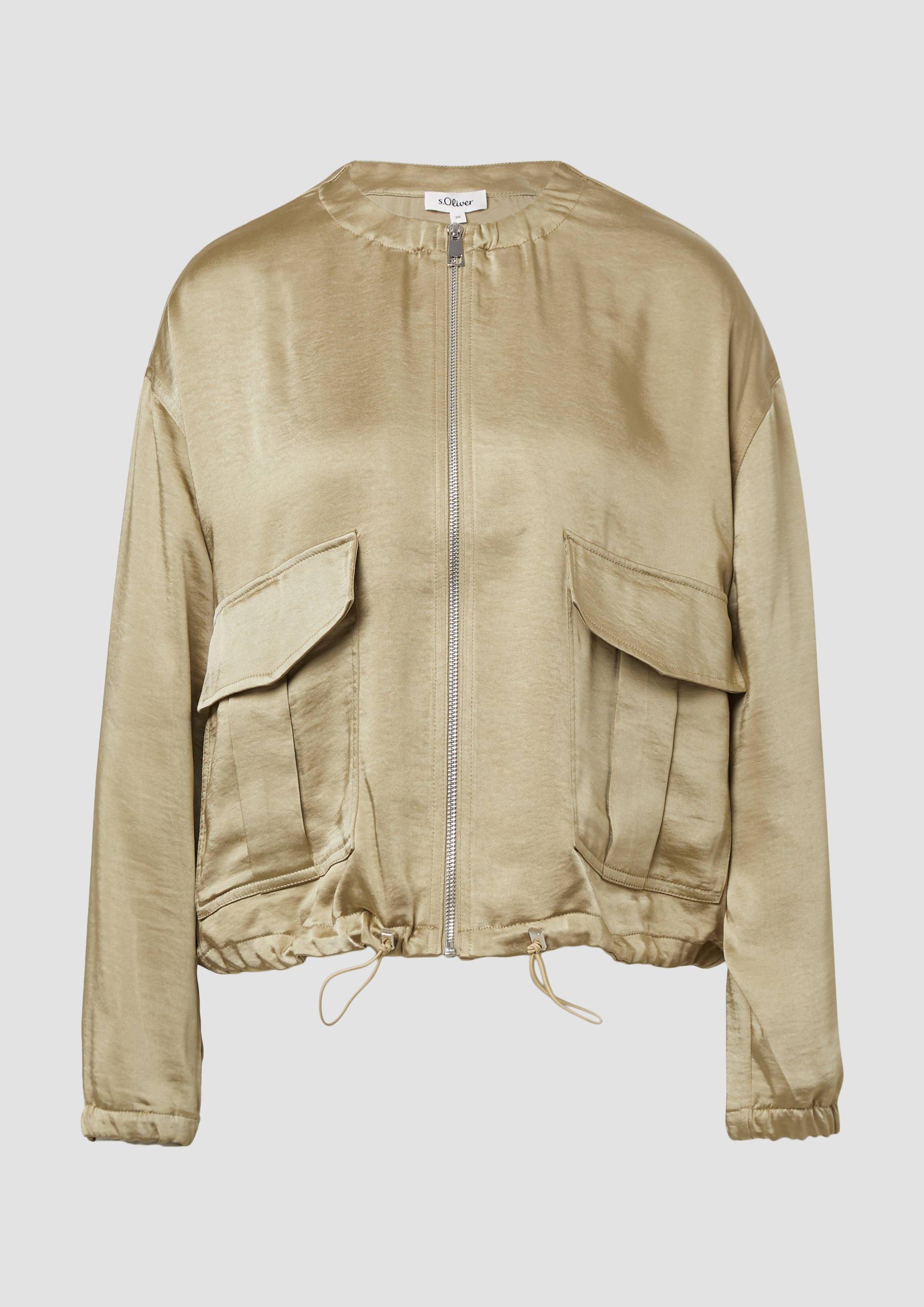 s.Oliver - Satin-Blouson mit aufgesetzten Taschen und elastischem Saum, Damen, braun s.Oliver - Satin-Blouson mit aufgesetzten Taschen und elastischem Saum, Damen, braun von s.Oliver