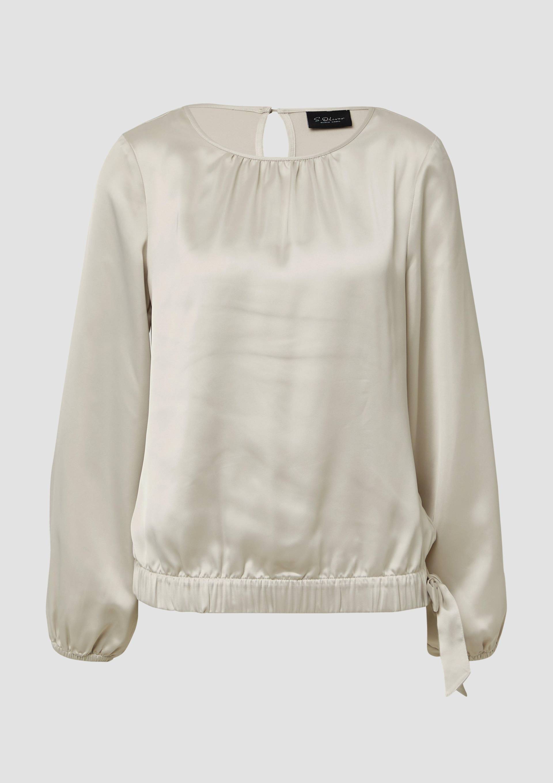 s.Oliver - Satin-Bluse mit Binde-Detail am Saum, Damen, Beige von s.Oliver