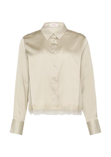 s.Oliver Satin-Bluse mit Spitzen-Detail beige 42 von s.Oliver