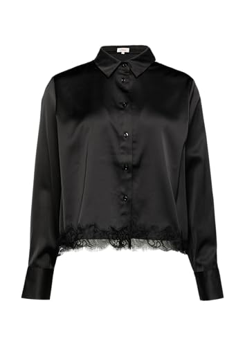 s.Oliver Satin-Bluse mit Spitzen-Detail schwarz 44 von s.Oliver