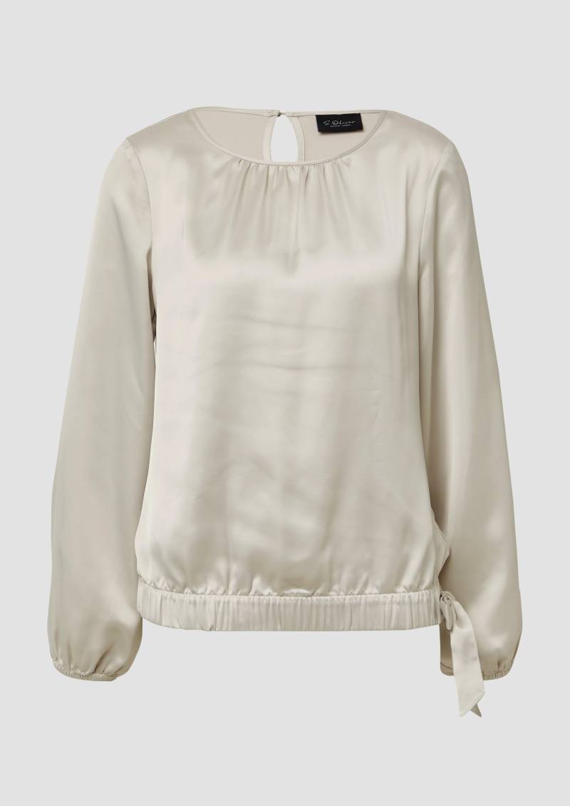 s.Oliver - Satin-Bluse mit Binde-Detail am Saum, Damen, Beige von s.Oliver