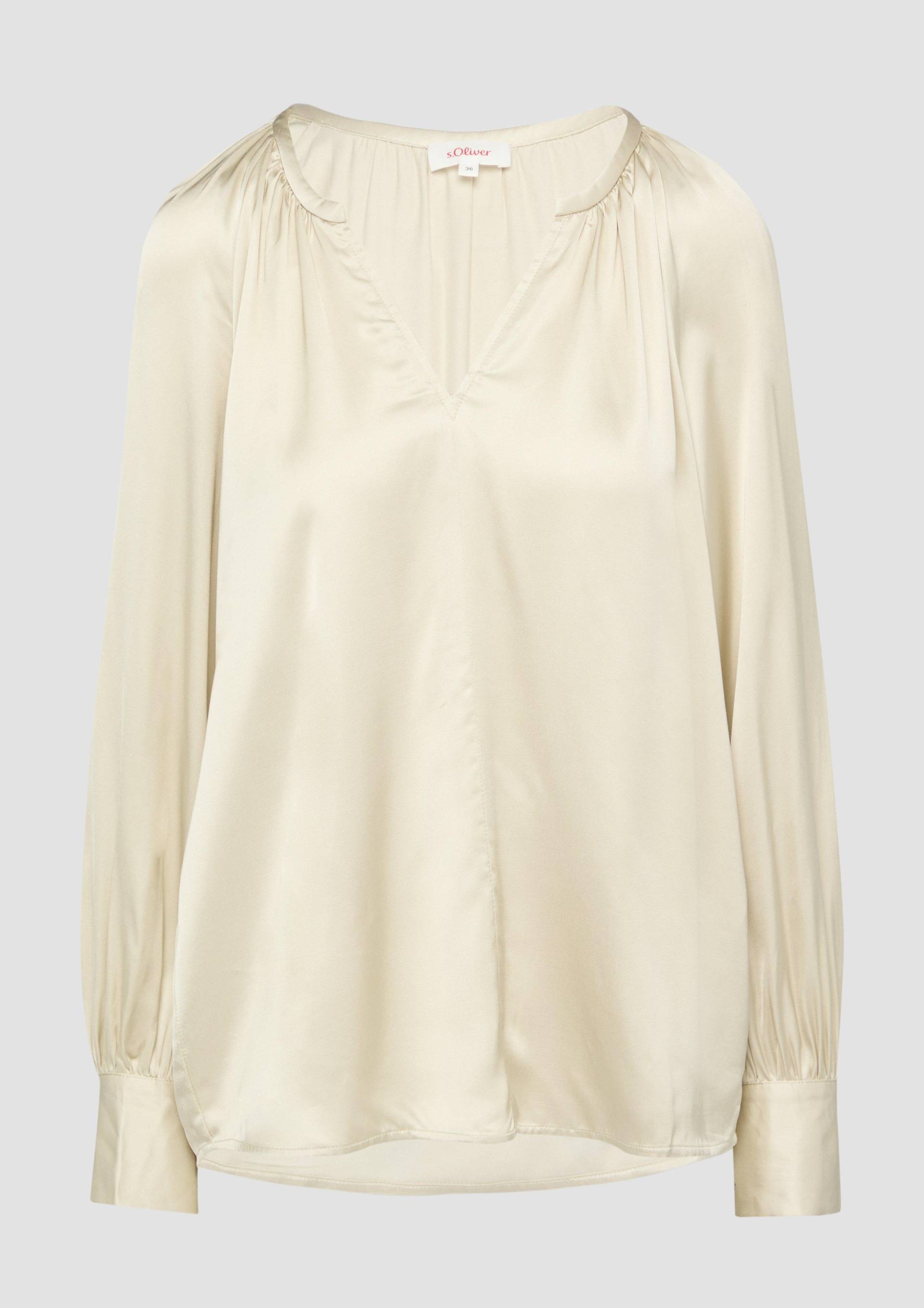 s.Oliver - Satinbluse im Relaxed Fit, Damen, Beige von s.Oliver
