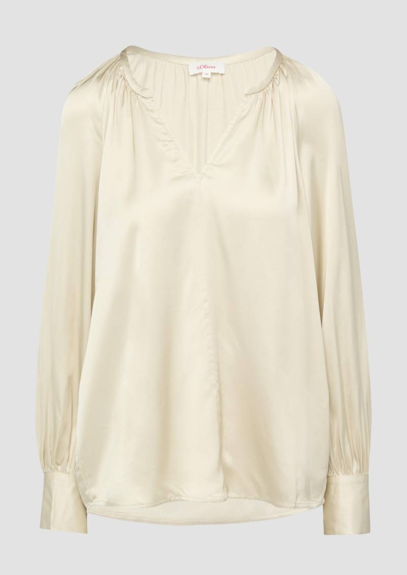 s.Oliver - Satinbluse im Relaxed Fit, Damen, Beige von s.Oliver