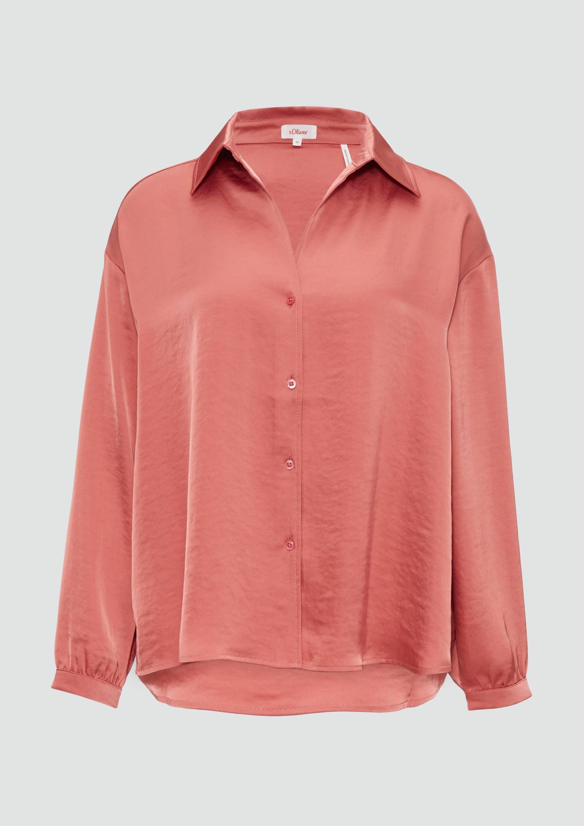 s.Oliver - Satinierte Bluse mit V-Ausschnitt, Damen, Orange von s.Oliver