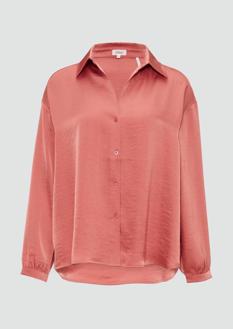 s.Oliver - Satinierte Bluse mit V-Ausschnitt, Damen, Orange von s.Oliver