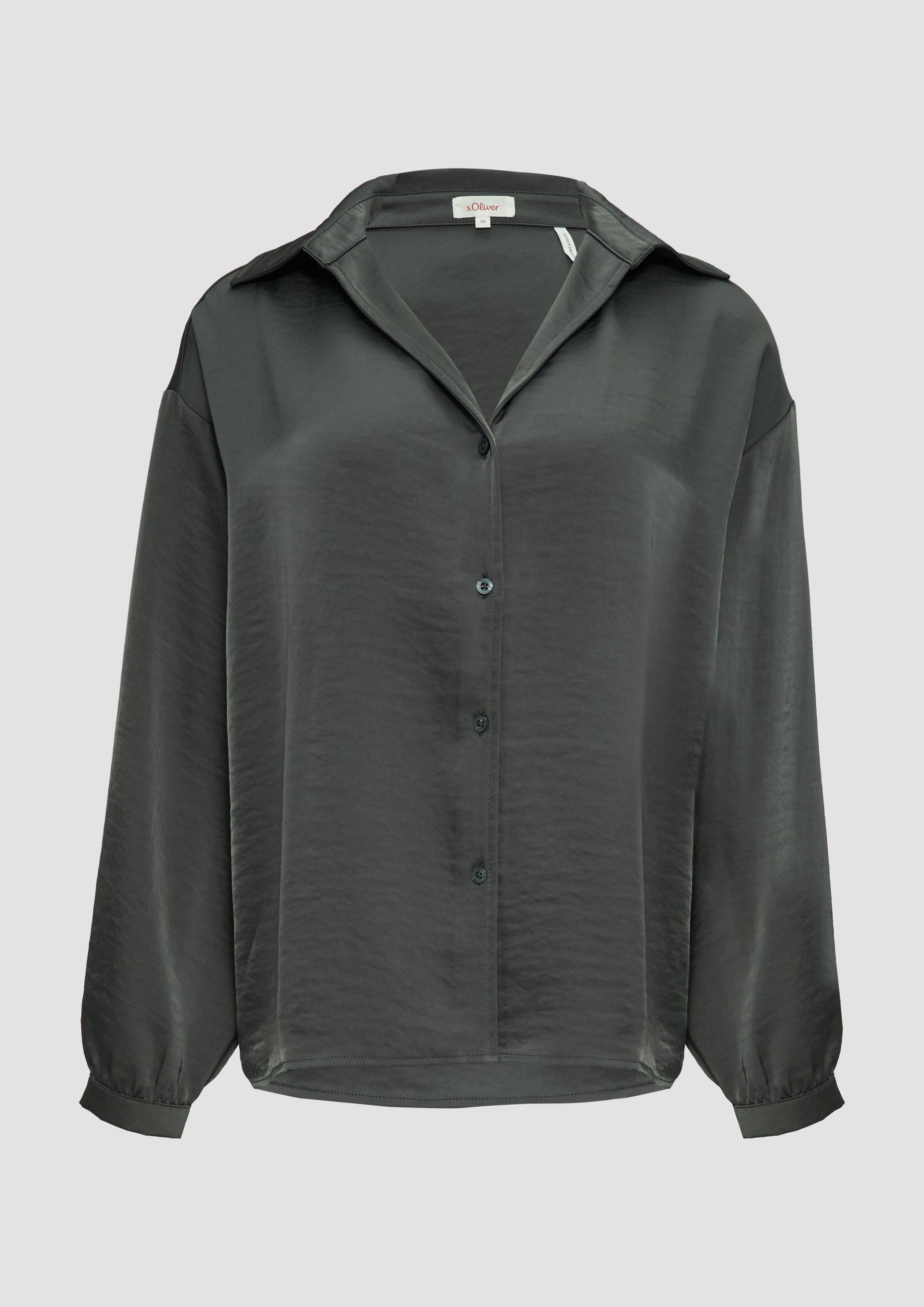 s.Oliver - Satinierte Bluse mit V-Ausschnitt, Damen, grau von s.Oliver