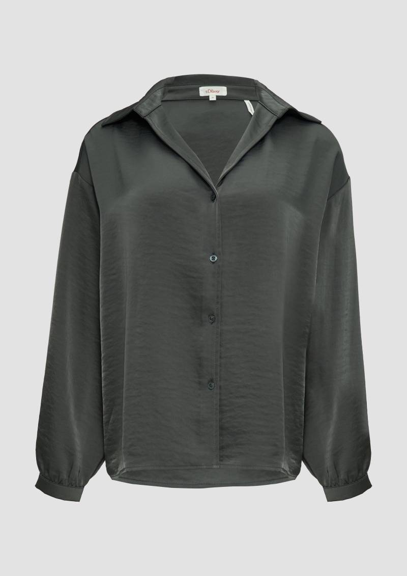s.Oliver - Satinierte Bluse mit V-Ausschnitt, Damen, grau von s.Oliver