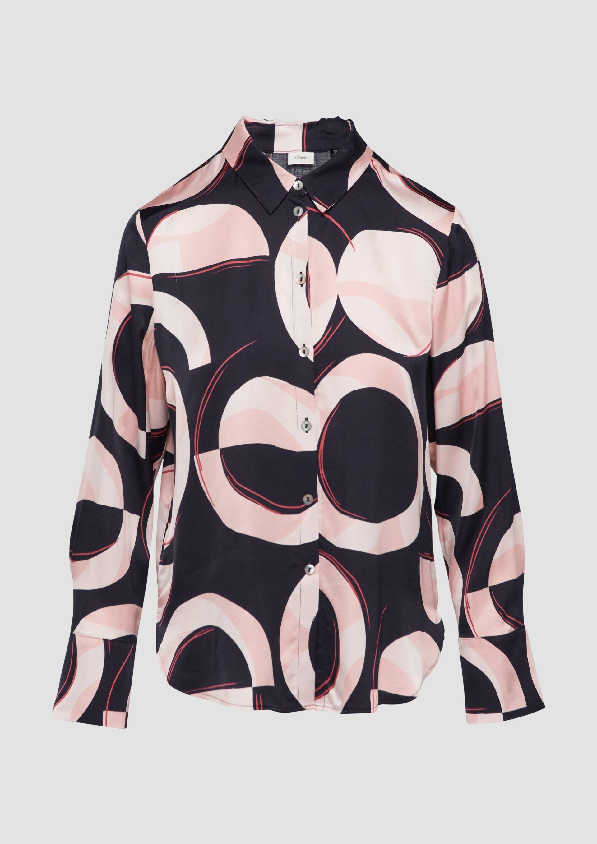 s.Oliver - Satinierte Longbluse mit Falten-Details, Damen, blau|pink s.Oliver - Satinierte Longbluse mit Falten-Details, Damen, blau|pink von s.Oliver