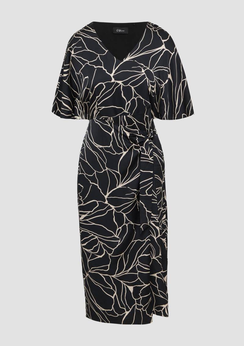 s.Oliver - Satinkleid in Wickeloptik mit V-Ausschnitt, Damen, schwarz von s.Oliver