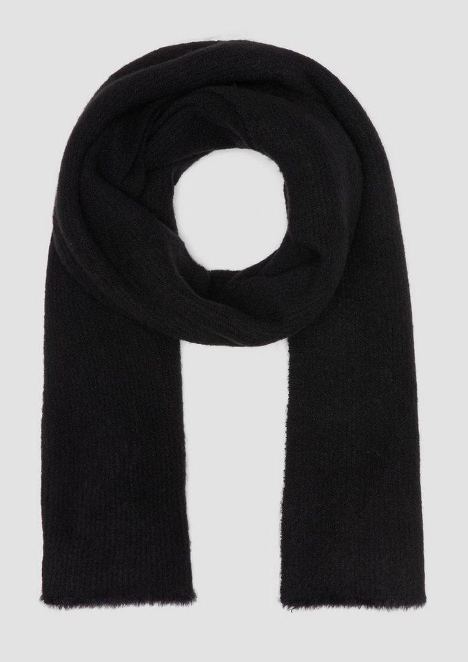 s.Oliver Schal Tuch, Strickschal mit Fransen und Logo-Ring von s.Oliver